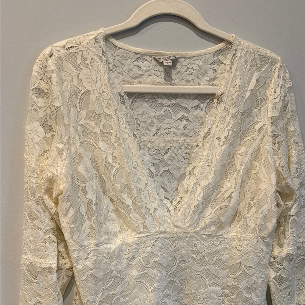 GUESS Women's Long Sleeve Jordan Lace Top